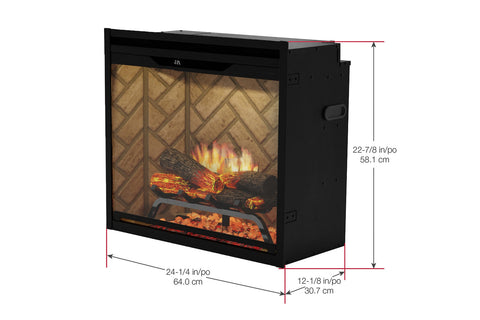 Image of Dimplex Revillusion 24 inch Built In Electric Fireplace Herringbone Brick - Firebox - REV24-WC 500005128 Dims