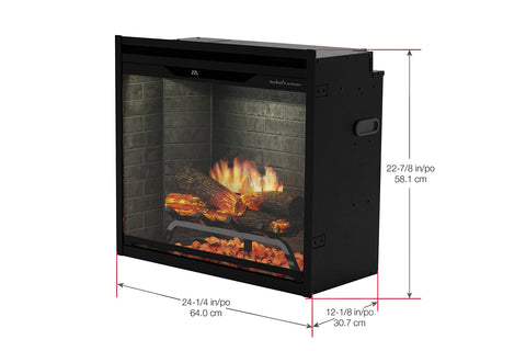 Image of Dimplex Revillusion 24 inch Built In Electric Fireplace Neutral Brick - Firebox - REV24-NB 500005127 Dims