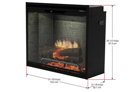 Image of Dimplex Revillusion 30 inch Built In Electric Fireplace Neutral Brick - Firebox - Heater - REV30-NB Dims