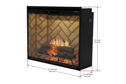 Image of Dimplex Revillusion Portrait 36 inch Built In Electric Fireplace Herringbone Brick - Firebox - REV36P-HB 500005736 Dims