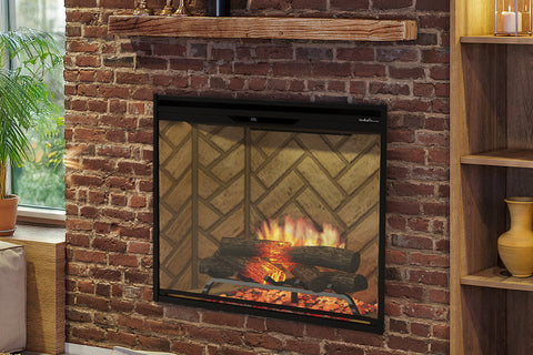 Image of Dimplex Revillusion Portrait 36 inch Built In Electric Fireplace Herringbone Brick - Firebox - REV36P-HB 500005736