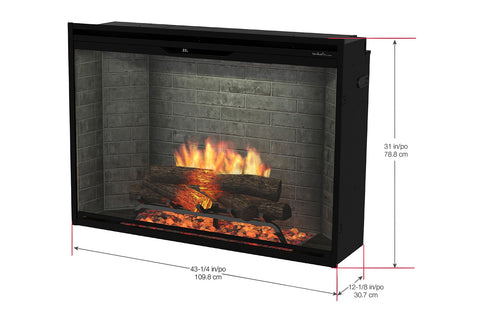 Image of Dimplex Revillusion 42 inch Built In Electric Fireplace Neutral Brick - Firebox - REV42-NB 500005139 Dims