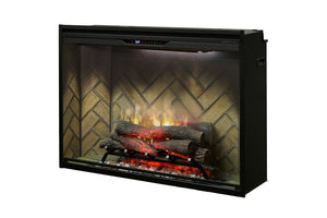NEW! Dimplex Revillusion 42 inch Built-In Electric Firebox w/ Glass and Plug Kit | Herringbone Brick