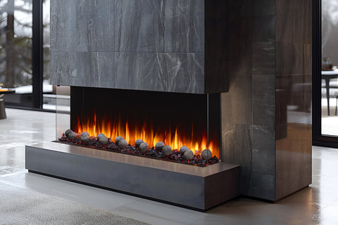 Image of SimpliFire Triton Smart Multi-Side View Built In Linear Electric Fireplace with Spheres