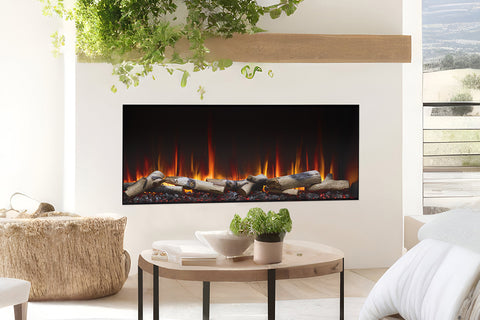 Image of SimpliFire Triton Smart Multi-Side View Built In Linear Electric Fireplace Birch Logs