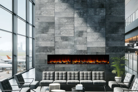 Image of SimpliFire Triton Smart Multi-Side View Built In Linear Electric Fireplace with Logs