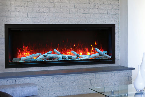 Image of Amantii Symmetry 60'' Built In Fully Recessed Flush Mount Linear Indoor & Outdoor Electric Fireplace | Extra Tall Deep | SYM-60-XT | Electric Fireplaces Depot