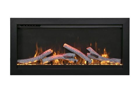 Image of Amantii Symmetry 42'' Built In Fully Recessed Flush Mount Linear Indoor & Outdoor Electric Fireplace | SYM-42 | Electric Fireplaces Depot