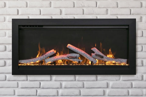 Image of Amantii Symmetry 42'' Built In Fully Recessed Flush Mount Linear Indoor & Outdoor Electric Fireplace | SYM-42 | Electric Fireplaces Depot