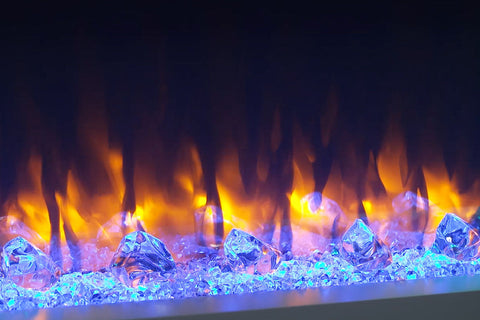 Image of SimpliFire Format 50 inch Floating Mantel Electric Fireplace Glass Media
