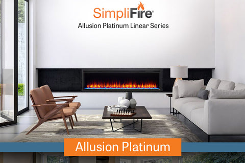 Image of Hearth & Home SimpliFire Allusion Platinum 60 inch Wall Mount Recessed Linear Electric Fireplace Insert | SF-ALLP60-BK | Electric Fireplaces Depot