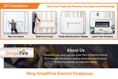 Image of Hearth & Home SimpliFire Allusion Platinum 60 inch Wall Mount Recessed Linear Electric Fireplace Insert | SF-ALLP60-BK | Electric Fireplaces Depot