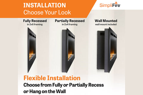 Image of Hearth & Home SimpliFire Allusion 40 Inch Wall Mount Recessed Linear Electric Fireplace Insert | SF-ALL40-BK | Electric Fireplaces Depot