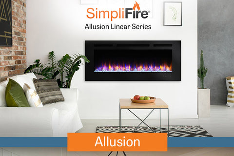 Image of Hearth & Home SimpliFire Allusion 60 Inch Wall Mount Recessed Linear Electric Fireplace Insert | SF-ALL60-BK | Electric Fireplaces Depot