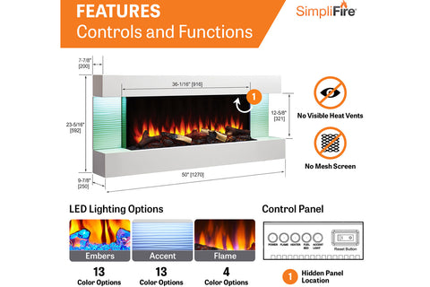 Image of SimpliFire Format 50 inch Floating Mantel Electric Fireplace