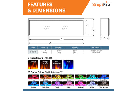 Image of SimpliFire Forum 43 Outdoor Built-in Electric Fireplace SF-OD43