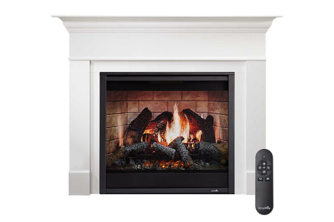 Image of SimpliFire Wescott Mantel with Inception 36-in Traditional Virtual Electric Fireplace Folio Front SF-INC36 | MK-WS-INC36