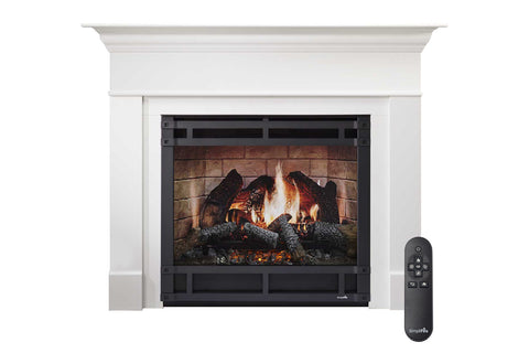 Image of SimpliFire Wescott Mantel with Inception 36-in Traditional Virtual Electric Fireplace Halston Front SF-INC36 |MK-WS-INC36