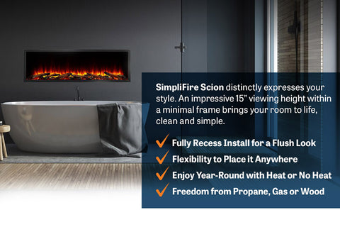 Image of Hearth & Home SimpliFire Scion 78-inch Built-In Linear Electric Fireplace | SF-SC78-BK | Modern Electric Fireplace | Electric Fireplaces Depot