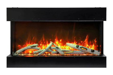 Image of Amantii Panorama Tru View Slim 50-inch 3-Sided View Built In Indoor Outdoor Electric Fireplace with Heater | 50-TRV-SLIM