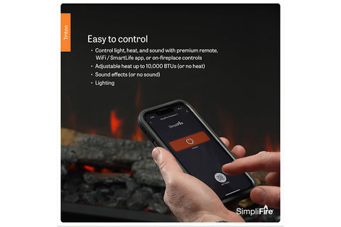 Image of SimpliFire Triton Smart Multi-Side View Built In Linear Electric Fireplace Controls