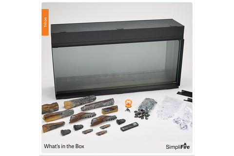 Image of SimpliFire Triton Smart Multi-Side View Built In Linear Electric Fireplace Box Content