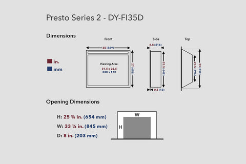 Image of Dynasty Presto 35'' Built-In Electric Firebox Insert