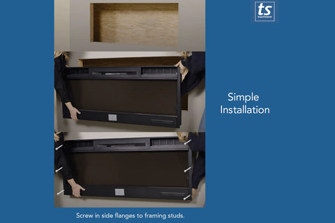 Image of Touchstone Sideline Fury Smart Wall Mount Recessed Electric Fireplace Installation