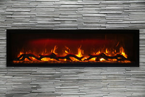 Amantii Symmetry 60'' Built In Fully Recessed Flush Mount Linear Indoor & Outdoor Electric Fireplace | SYM-60 | Electric Fireplaces Depot