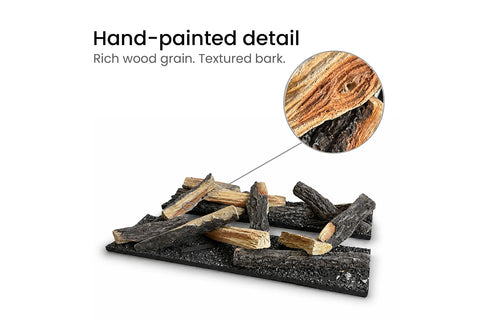 Image of Aquafire Hand-Painted Faux Wood Molded Log Set with Ember Bed for Aquafire Water Vapor Fireplace