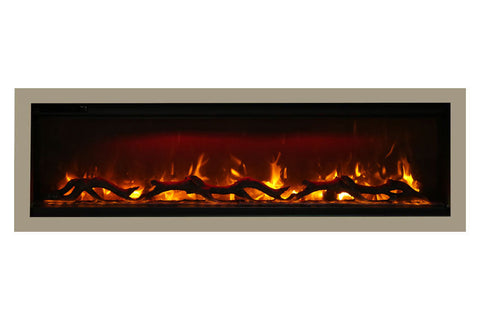 Image of Amantii Symmetry 60'' Built In Fully Recessed Flush Mount Linear Indoor & Outdoor Electric Fireplace | SYM-60 | Electric Fireplaces Depot