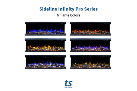 Image of Touchstone Sideline Infinity Pro Smart 3-Sided 2-Sided Built-In Recessed Electric Fireplace Flames