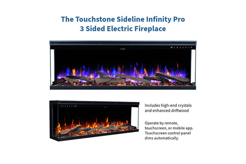 Image of Touchstone Sideline Infinity Pro Smart 3-Sided 2-Sided Built-In Recessed Electric Fireplace 