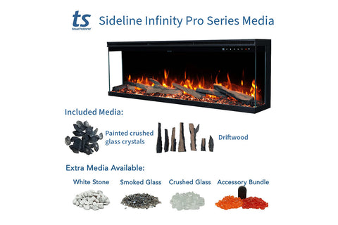 Image of Touchstone Sideline Infinity Pro Smart 3-Sided 2-Sided Built-In Recessed Electric Fireplace Media