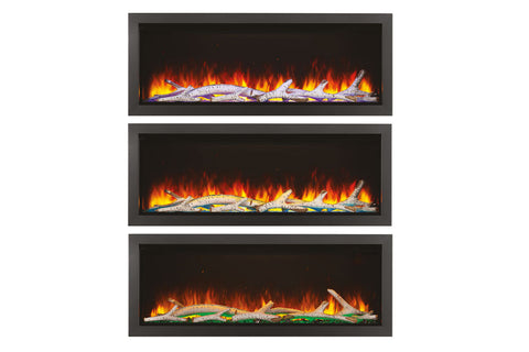 Image of Napoleon Astound 62 inch Smart Built-In Wall Mount Electric Fireplace Insert - Linear Modern Fireplace - NEFB62AB Birch Logs