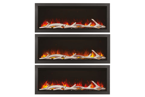 Image of Napoleon Astound 96 inch Smart Built-In Wall Mount Electric Fireplace Insert - Linear Modern Fireplace - NEFB96AB Birch Logs