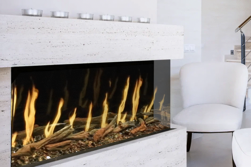 Modern Flames Orion Multi-Sided 120-inch Heliovision Virtual Smart Built In Electric Fireplace - OR120-MULTI