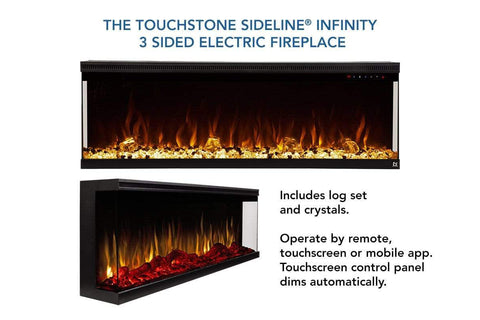 Image of Touchstone Sideline Infinity 60-inch 3-Sided 2-Sided Built-In Recessed Electric Fireplace | 80046 |  Electric Fireplaces Depot