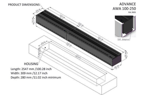 Image of Aquafire Water Vapor 60'' Built-In Electric Fireplace Insert | Water Mist Electric Fireplace | AWA-60-150 | Electric Fireplaces Depot
