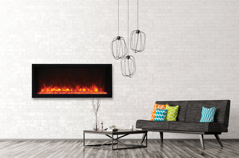 Image of Amantii Panorama 50-in Extra Slim Built-in Indoor & Outdoor Electric Fireplace - Heater - BI-50XTRASLIM - Electric Fireplaces Depot