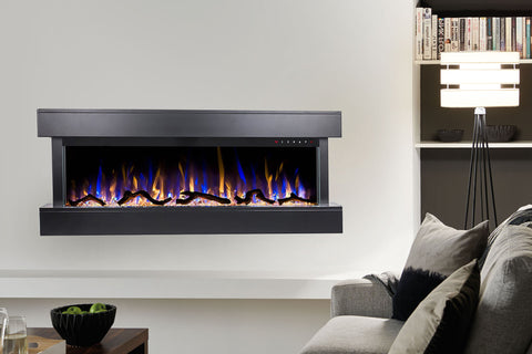 Image of Touchstone Chesmont Smart 50 inch Wall Mount 3-sided Electric Fireplace Black 80034