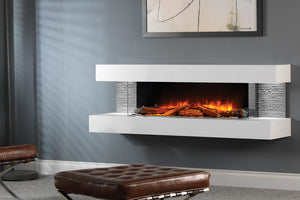 Electric Modern Evonicfires 60'' White Wall Mount 3-sided Electric Fireplace - Compton 1000