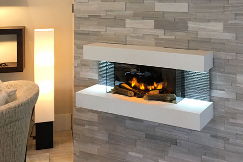 Electric Modern Evonicfires 44 inch White Wall Mount 3-sided Electric Firepalce | Compton 2 | Electric Fireplaces Depot