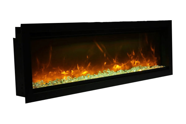 Amantii Symmetry 100'' Built In Fully Recessed Flush Mount Linear Indoor & Outdoor Electric Fireplace | SYM-100 | Electric Fireplaces Depot