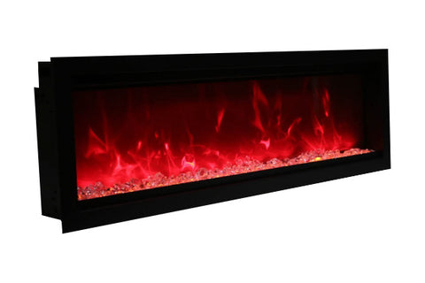 Image of Amantii Symmetry 60'' Built In Fully Recessed Flush Mount Linear Indoor & Outdoor Electric Fireplace | SYM-60 | Electric Fireplaces Depot