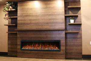 Modern Flames Allwood Wall System in Weathered Walnut with Spectrum Slimline 60 in Electric Fireplace | AFWS-WW
