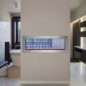 Napoleon Clearion Elite 50 in See Through Built in Electric Fireplace Stainless Steel - NEFBD50HE- NEFBD50HE-SS-TRIM