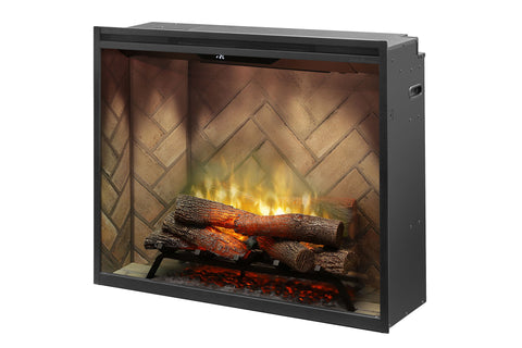Image of Dimplex Revillusion Portrait 36 inch Built-In Electric Fireplace with Herringbone Brick - Electric Firebox - RBF36P - Electric Fireplaces Depot