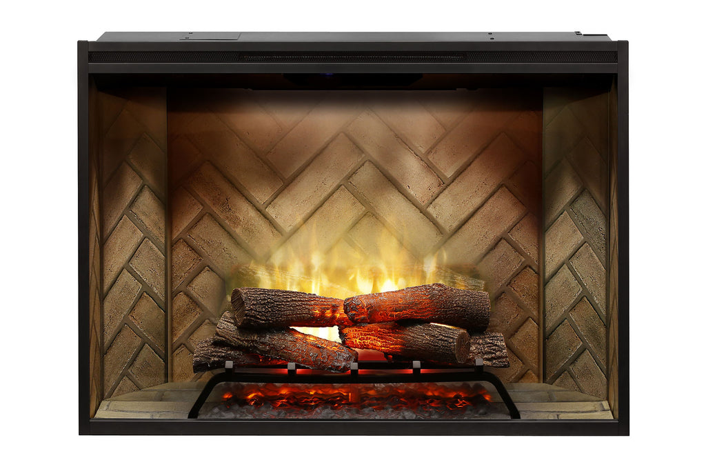 Dimplex Revillusion 42 inch Built-In Electric Fireplace with Herringbone Brick - Firebox - Heater - RBF42 - Electric Fireplaces Depot