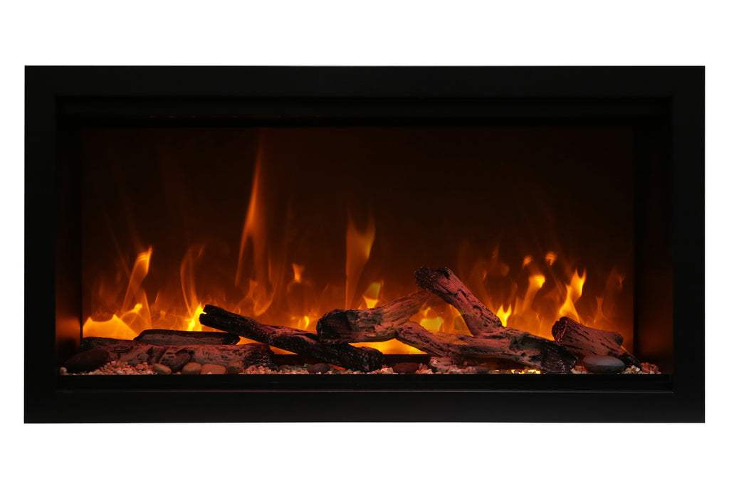 Amantii Symmetry 34'' Built In Fully Recessed Flush Mount Linear Indoor & Outdoor Electric Fireplace | Extra Tall Deep | SYM-34-XT | Electric Fireplaces Depot
